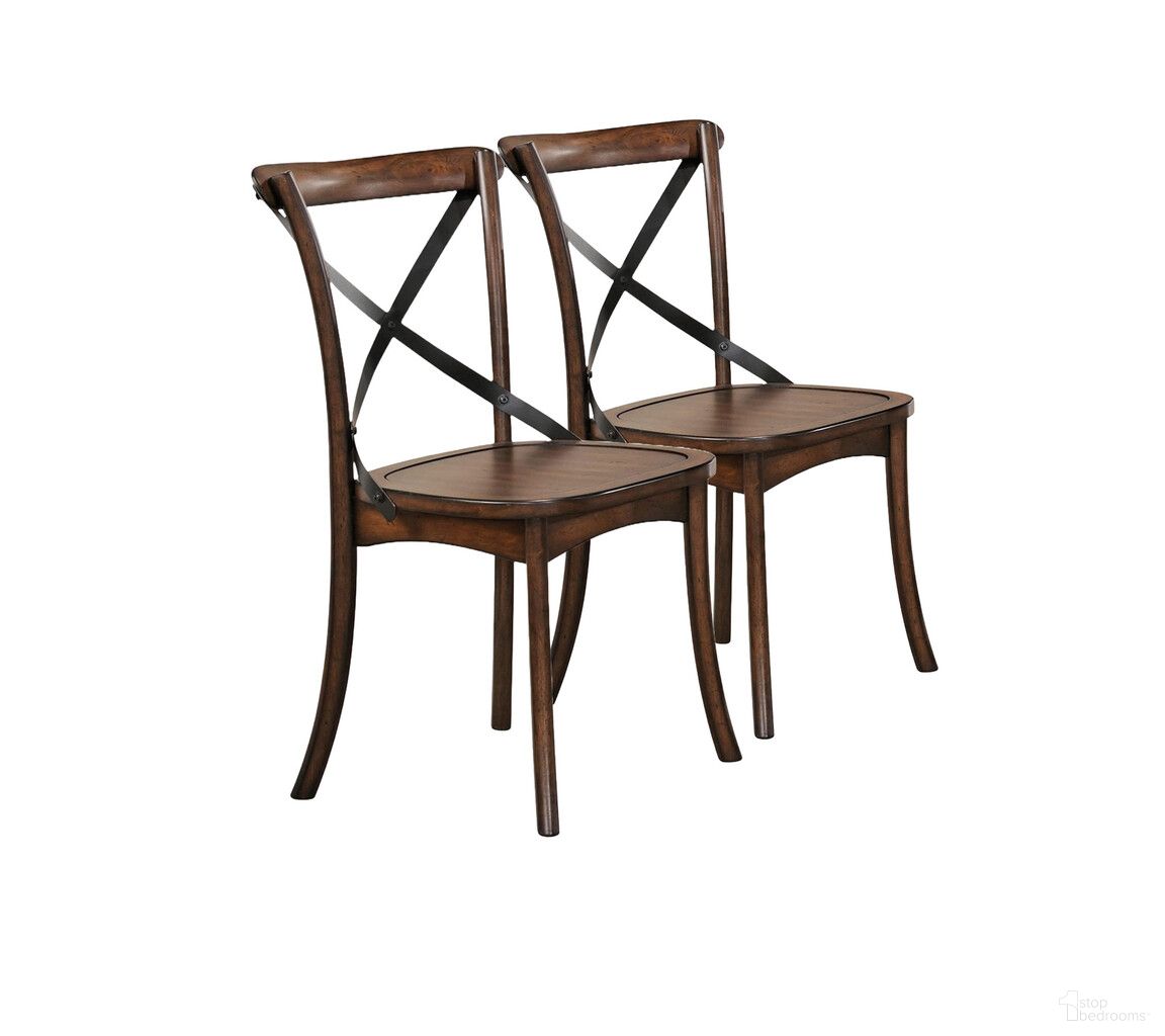 Cross Back Dining Side Chairs Set of 2 In Brown