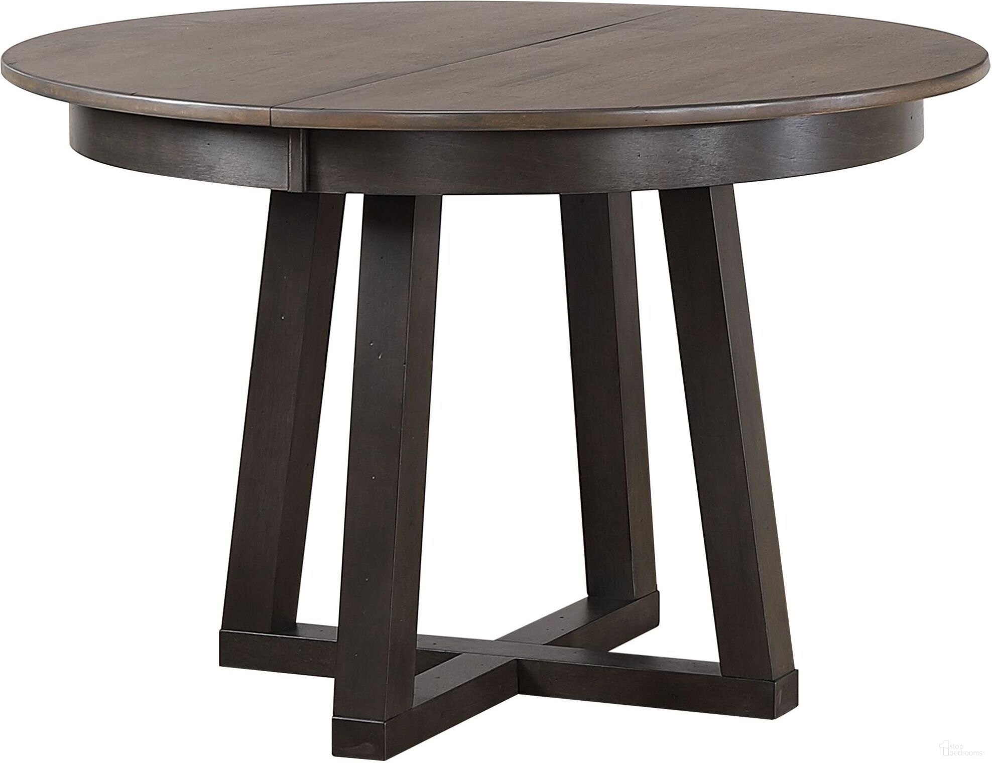 The appearance of Cross Pedestal Dining Table In Grey Stone and Black Stone designed by Iconic Furniture in the transitional interior design. This grey stone and black stone piece of furniture was selected by 1StopBedrooms from Cross Base Collection to add a touch of cosiness and style into your home. Sku: RD45CRSGRSBKS. Table Base Style: Pedestal. Table Top Shape: Round. Material: Rubberwood. Size: 63" x 45".