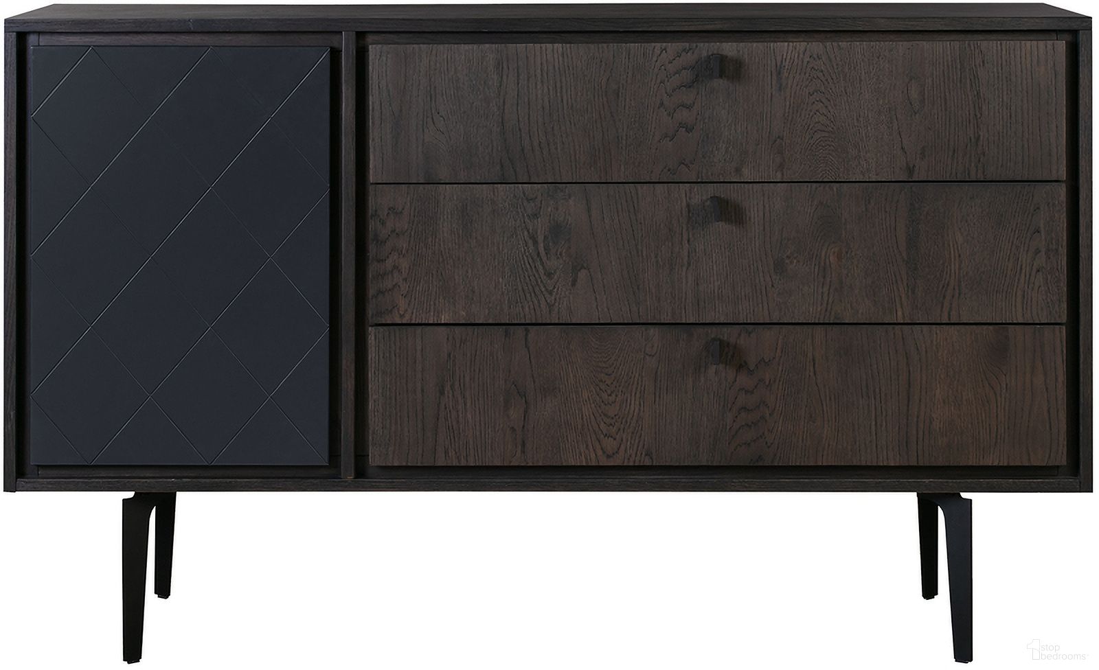 The appearance of Cross Solid Oak and Metal 3 Drawer Dresser designed by Armen Living in the modern / contemporary interior design. This dark gray piece of furniture was selected by 1StopBedrooms from Cross Collection to add a touch of cosiness and style into your home. Sku: LCCRDROA. Material: MDF.