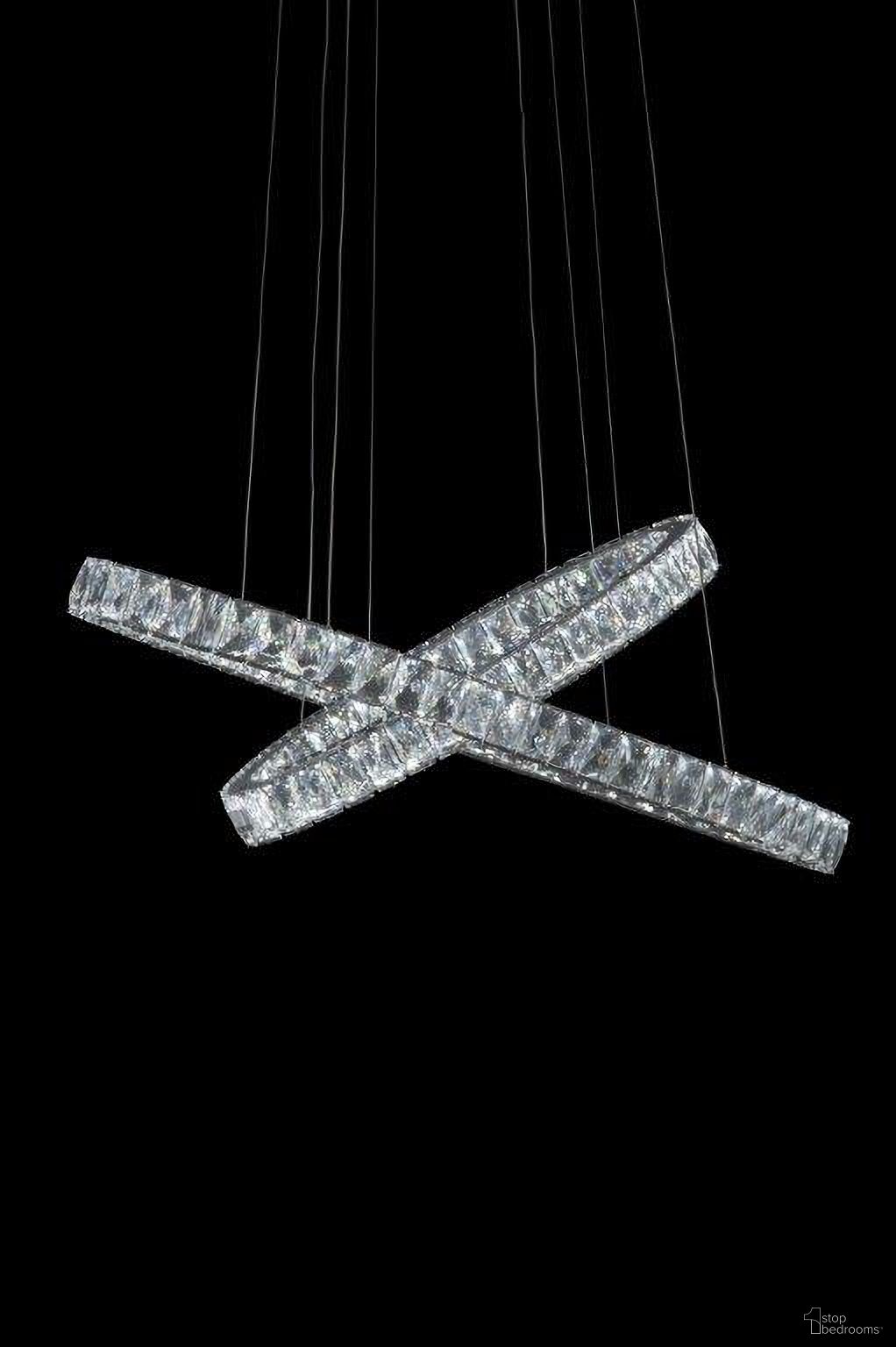 The appearance of Crossover - LED Chandelier designed by Michael Amini in the modern / contemporary interior design. This silver piece of furniture was selected by 1StopBedrooms from Lighting Collection to add a touch of cosiness and style into your home. Sku: LT-CH800. Material: Metal.