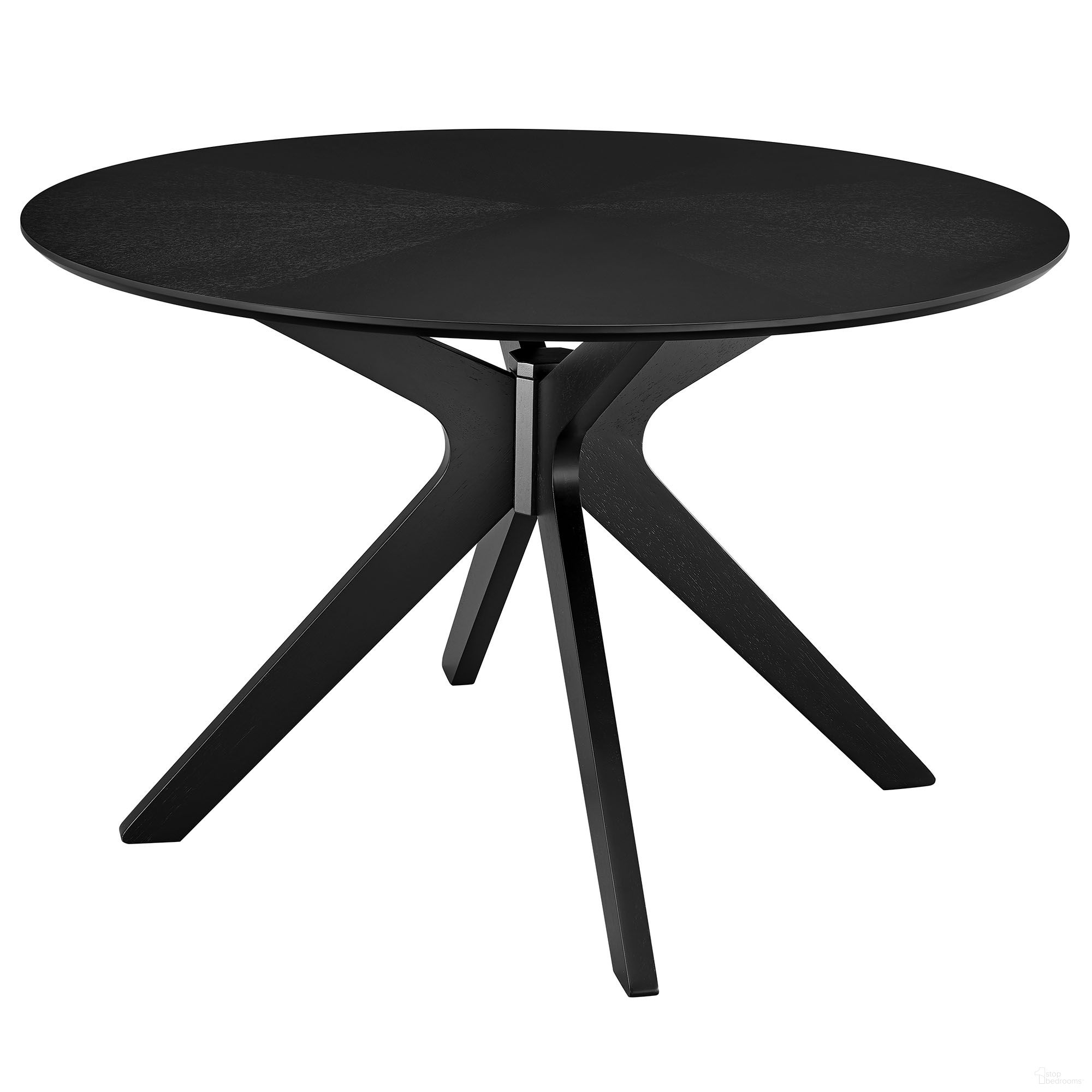 The appearance of Crossroads 47 Inch Round Wood Dining Table In Black designed by Modway in the modern / contemporary interior design. This black piece of furniture  was selected by 1StopBedrooms from Crossroads Collection to add a touch of cosiness and style into your home. Sku: EEI-3847-BLK. Table Base Style: Legs. Table Top Shape: Round. Material: Wood. Size: 47".