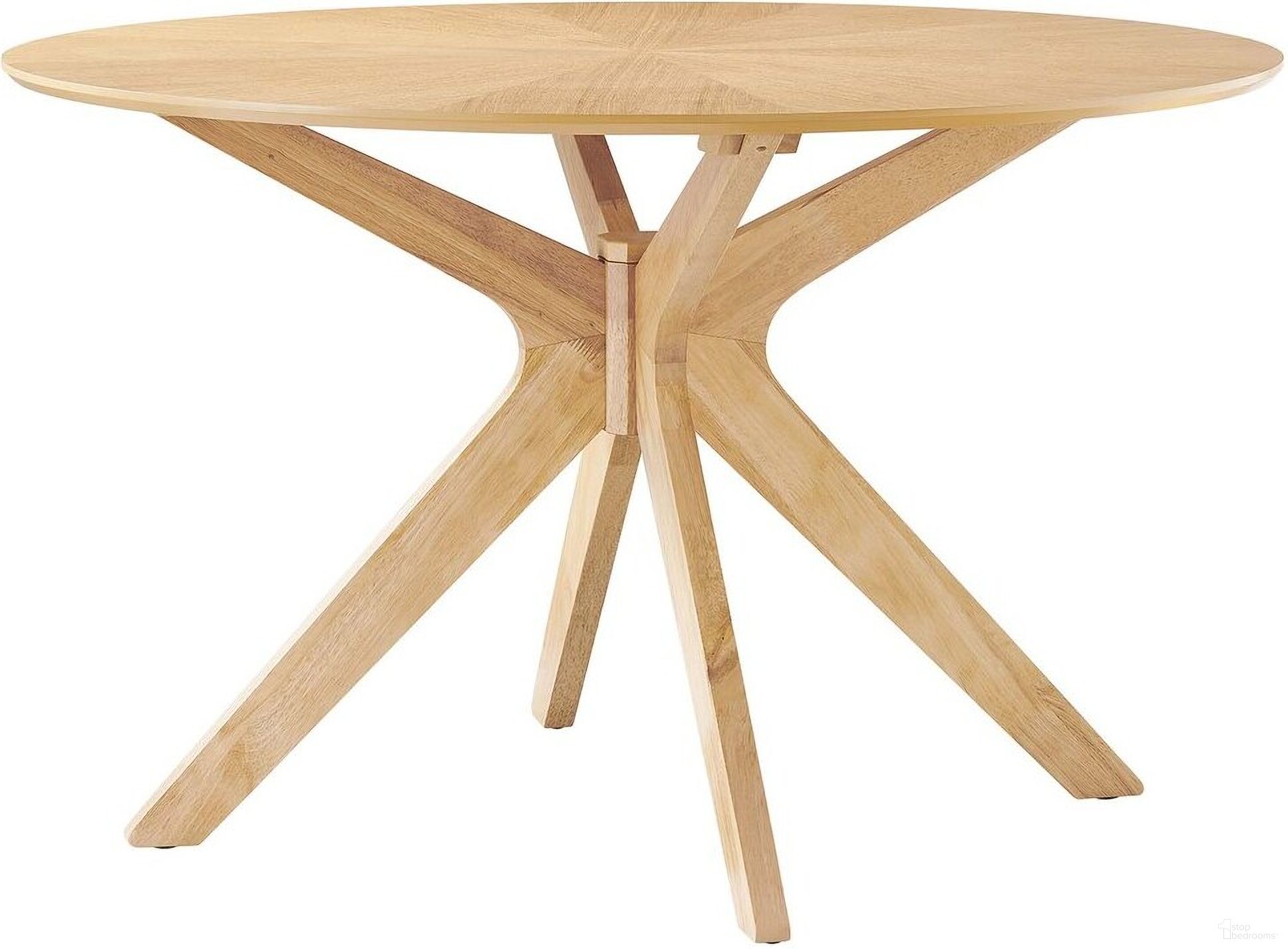 The appearance of Crossroads 47 Inch Round Wood Dining Table In Oak designed by Modway in the transitional interior design. This oak piece of furniture  was selected by 1StopBedrooms from Crossroads Collection to add a touch of cosiness and style into your home. Sku: EEI-3847-OAK. Table Base Style: Legs. Table Top Shape: Round. Material: MDF. Size: 47".