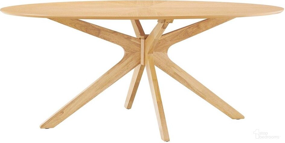 The appearance of Crossroads 71 Inch Oval Wood Dining Table In Oak designed by Modway in the transitional interior design. This oak piece of furniture  was selected by 1StopBedrooms from Crossroads Collection to add a touch of cosiness and style into your home. Sku: EEI-3849-OAK. Table Base Style: Legs. Table Top Shape: Oval. Material: MDF. Size: 44" x 71".