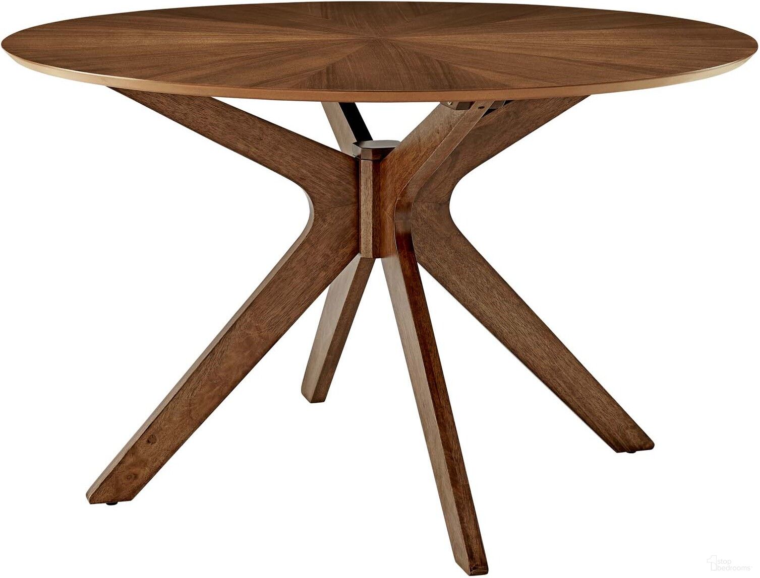 The appearance of Crossroads Walnut 47 Inch Round Wood Dining Table designed by Modway in the modern / contemporary interior design. This walnut piece of furniture  was selected by 1StopBedrooms from Crossroads Collection to add a touch of cosiness and style into your home. Sku: EEI-3847-WAL. Table Base Style: Legs. Table Top Shape: Round. Material: Wood. Size: 47".