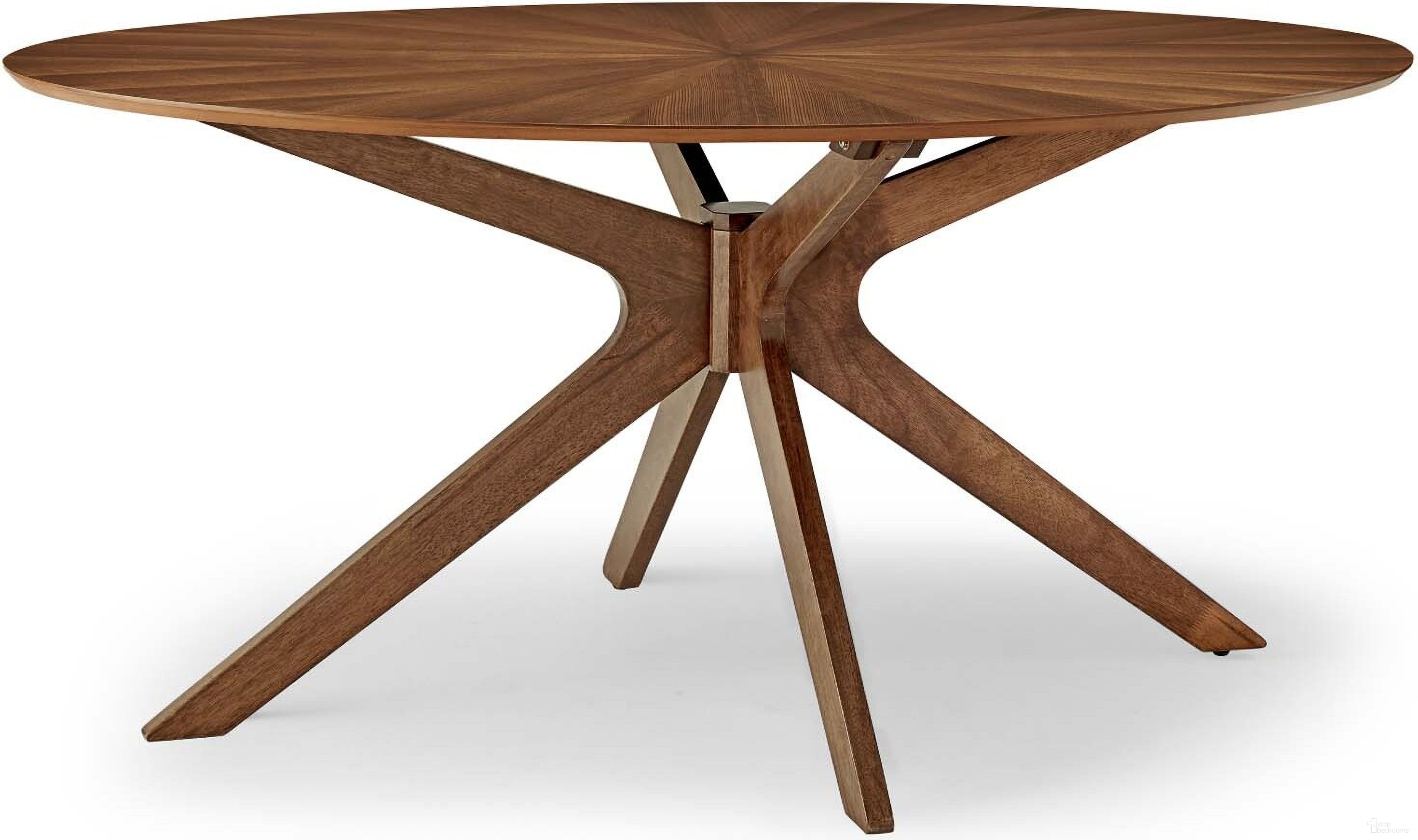 The appearance of Crossroads Walnut 63 Inch Oval Wood Dining Table EEI-3848-WAL designed by Modway in the modern / contemporary interior design. This walnut piece of furniture  was selected by 1StopBedrooms from Crossroads Collection to add a touch of cosiness and style into your home. Sku: EEI-3848-WAL. Table Base Style: Legs. Table Top Shape: Oval. Material: Wood. Size: 44" x 63".