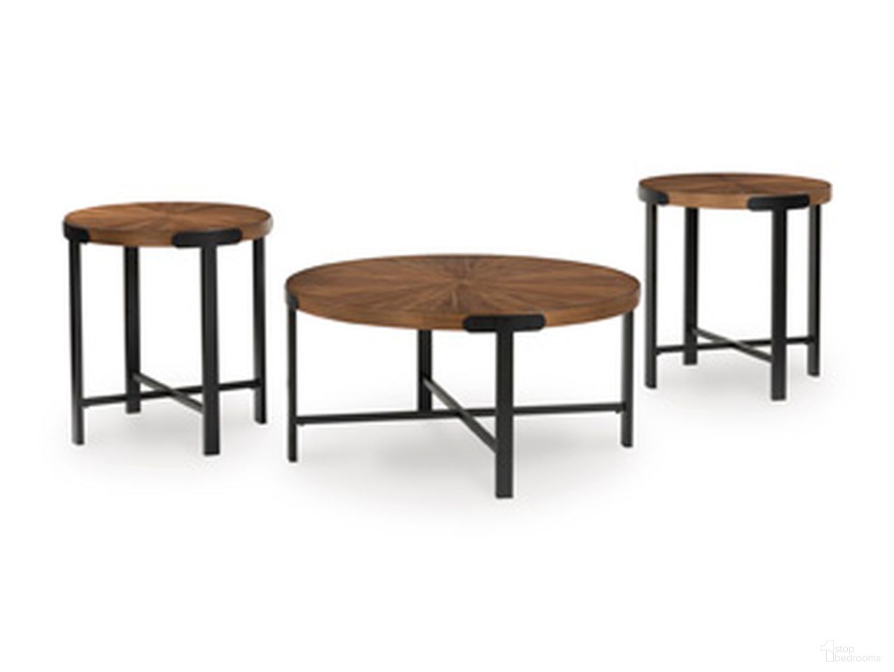 The appearance of Crosstrail Table Set of 3 In Brown designed by Signature Design by Ashley in the transitional interior design. This brown piece of furniture was selected by 1StopBedrooms from Crosstrail Collection to add a touch of cosiness and style into your home. Sku: T483-13. Material: Wood.