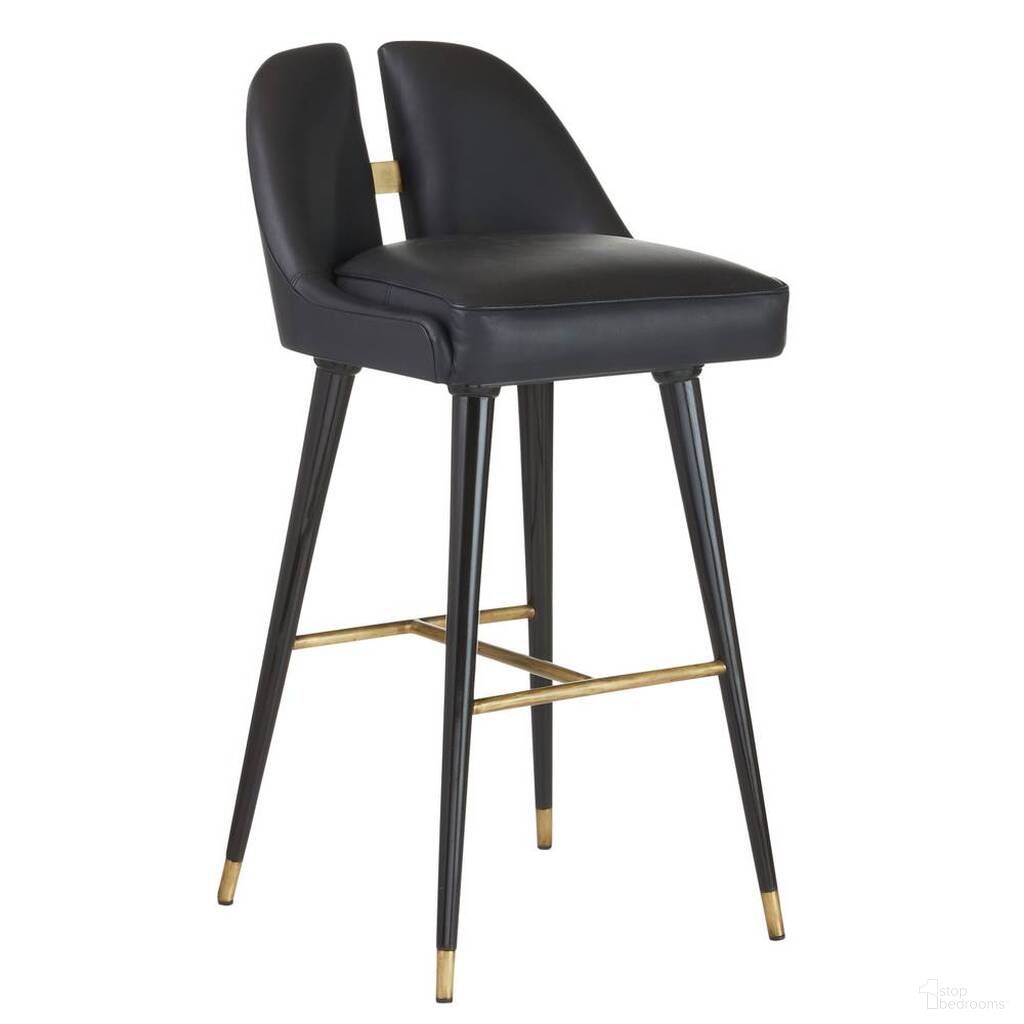 The appearance of Crowley Bar Stool In Black designed by Arteriors in the modern / contemporary interior design. This black piece of furniture  was selected by 1StopBedrooms from Crowley Collection to add a touch of cosiness and style into your home. Sku: FSI12. Material: Leather.