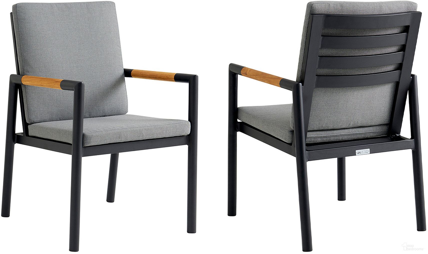 The appearance of Crown Outdoor Dining Chair Set of 2 In Dark Gray designed by Armen Living in the modern / contemporary interior design. This dark gray piece of furniture was selected by 1StopBedrooms from Crown Collection to add a touch of cosiness and style into your home. Sku: LCCRCHBL. Material: Aluminum.