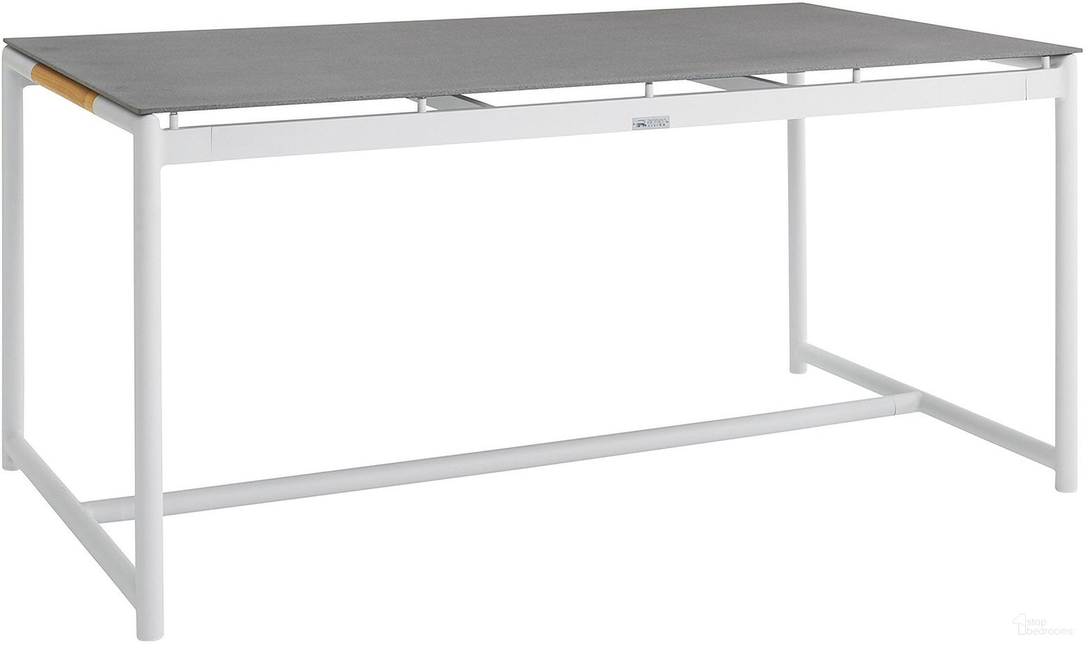 The appearance of Crown Outdoor Dining Table In White designed by Armen Living in the modern / contemporary interior design. This white piece of furniture was selected by 1StopBedrooms from Crown Collection to add a touch of cosiness and style into your home. Sku: LCCRDIWH. Material: Aluminum. Table Top Shape: Rectangular.