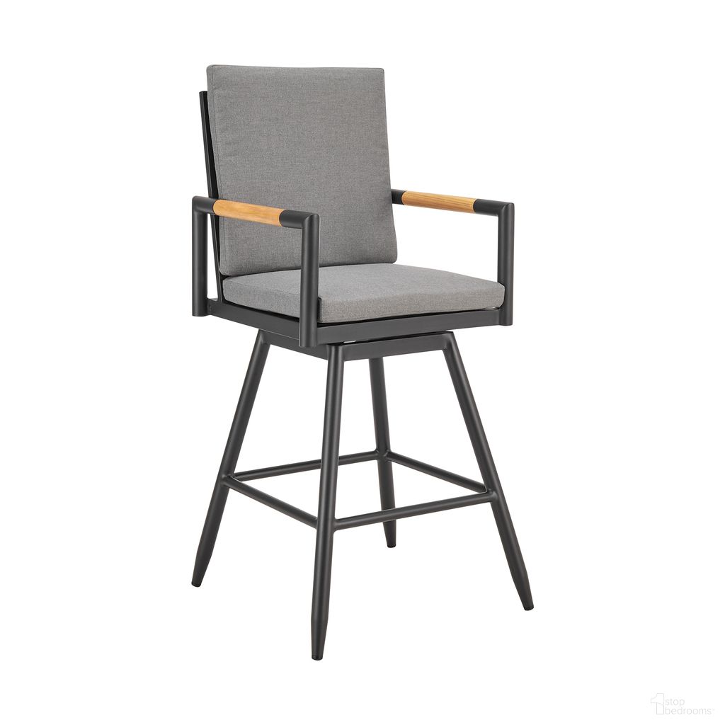 Crown Outdoor Patio Swivel Bar Stool In Black and Dark Gray