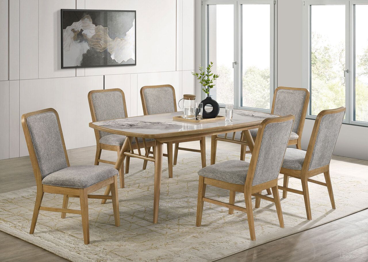 The appearance of Croyden Rectangular Dining Room Set In Weathered Natural designed by Coaster in the transitional interior design. This weathered natural piece of furniture was selected by 1StopBedrooms from Croyden Collection to add a touch of cosiness and style into your home. Sku: 193731B1;193731B2;193732. Material: MDF. Table Top Shape: Rectangular. Size: 35" x 70".