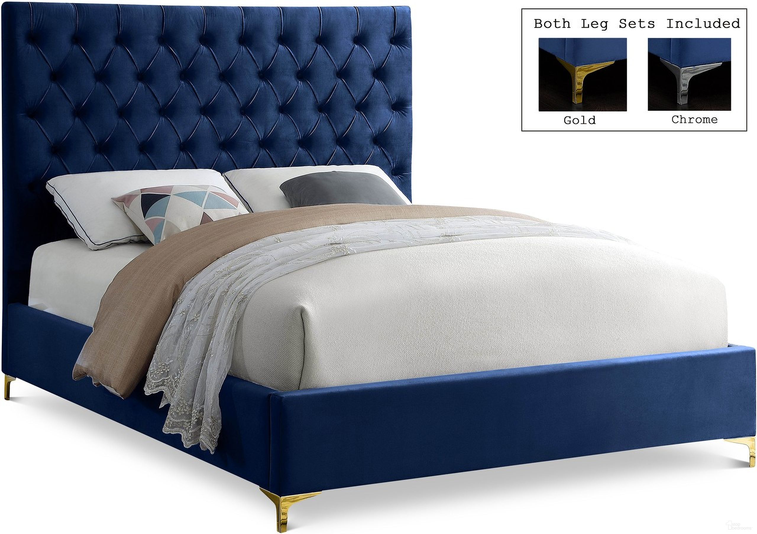 The appearance of Cruz Velvet Full Bed In Navy designed by Meridian in the modern / contemporary interior design. This navy piece of furniture was selected by 1StopBedrooms from Cruz Collection to add a touch of cosiness and style into your home. Sku: CruzNavy-F Box 1/2 (HB/Slats);CruzNavy-F Box 2/2 (Siderails/FB/Metal Legs/Metal Bar). Bed Type: Platform Bed. Bed Size: Full. Material: Velvet.