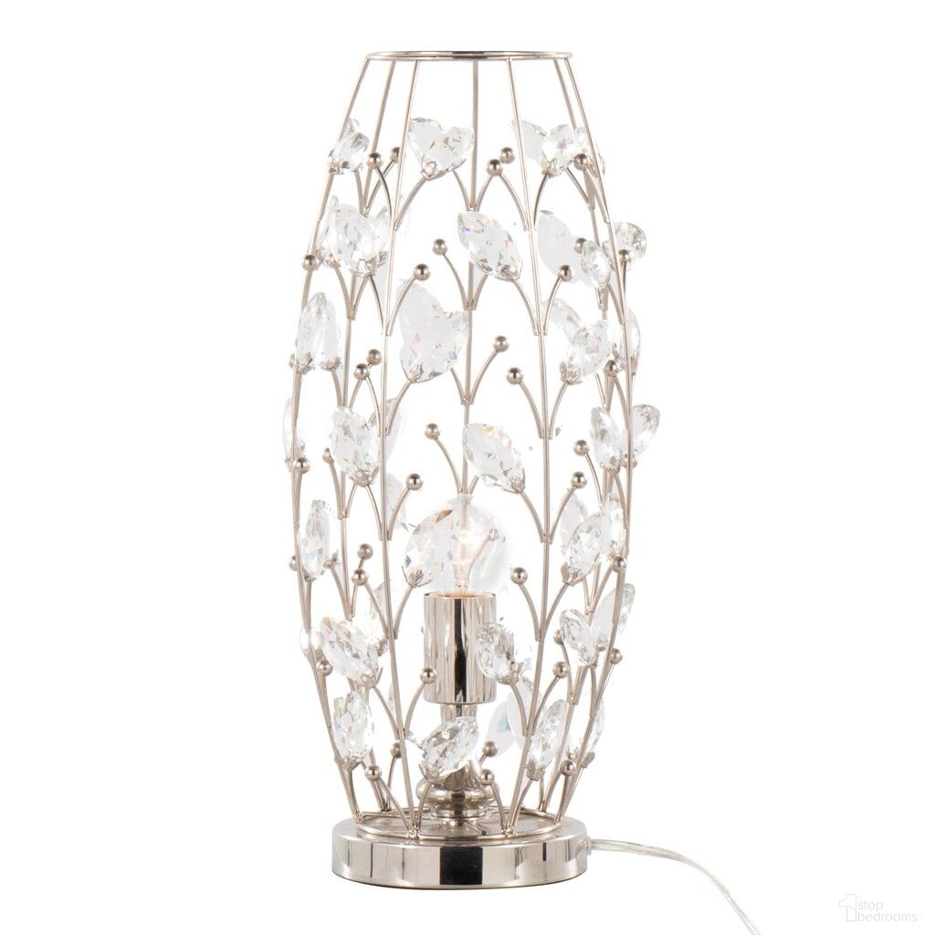 Crystal Buds 18 Inch Metal Uplight Lamp In Polished Nickel and Clear