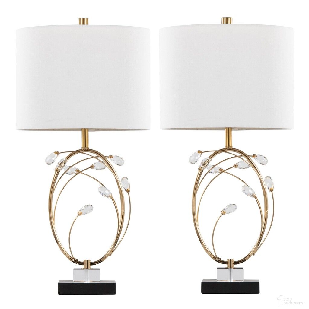 Crystal Buds 25 Inch Table Lamp Set of 2 In Clear and Off White