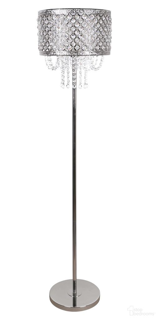 Crystal Elegance Metal Floor Lamp In Polished Nickel and Clear Crystal