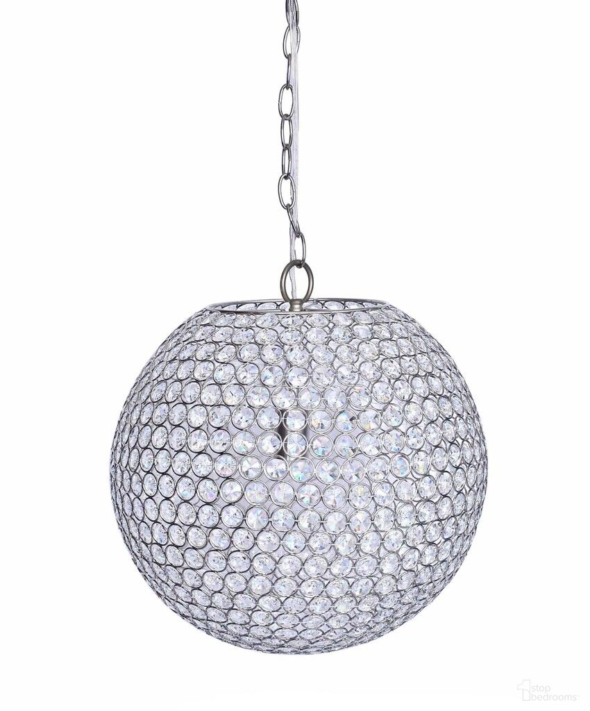 Crystal Globe 14.75 Inch Metal Pendant Lamp In Chrome and Clear Crystal