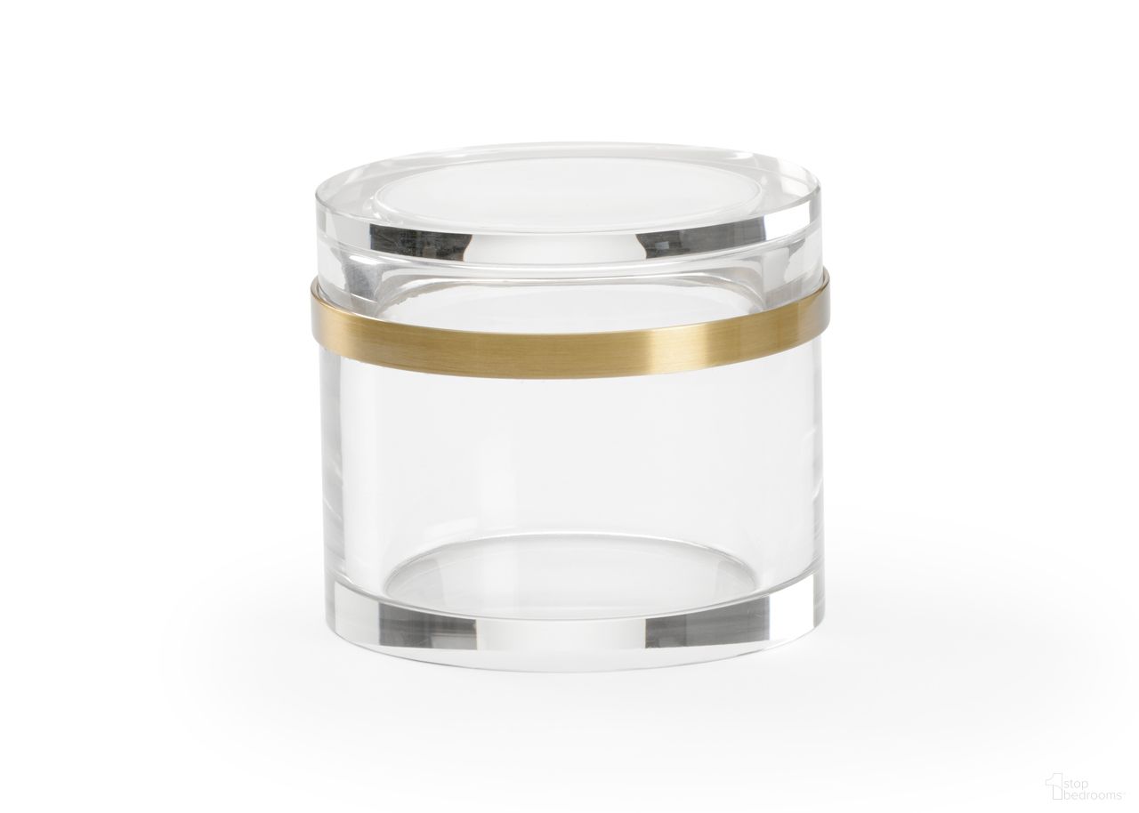 The appearance of Crystal Jewel Box - Round In Clear and Gold designed by Chelsea House in the modern / contemporary interior design. This clear/gold piece of furniture  was selected by 1StopBedrooms from Claire Bell Collection to add a touch of cosiness and style into your home. Sku: 385135. Material: Crystal.