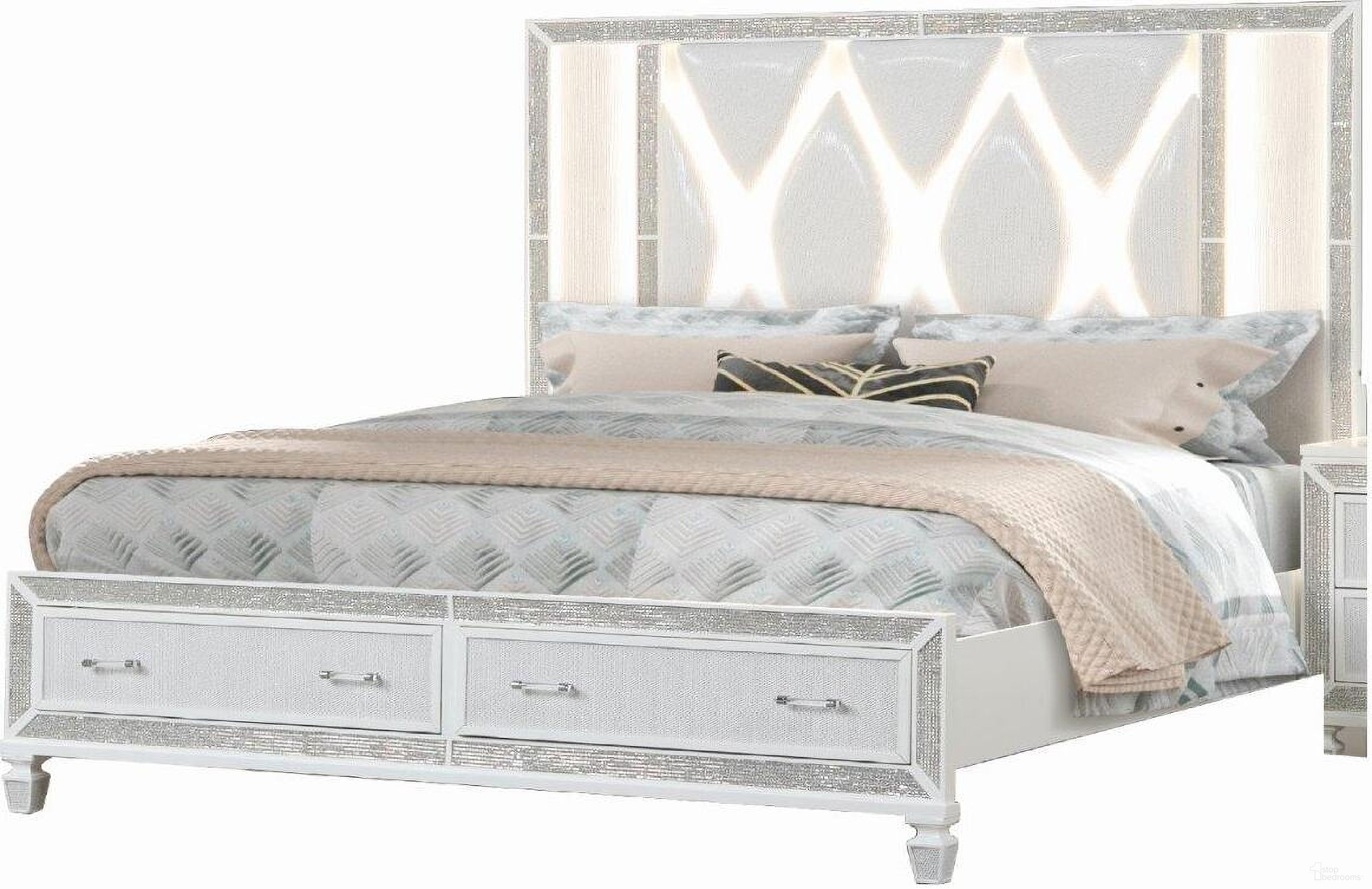 Crystal Queen Storage Bed Made With Wood Finished In White