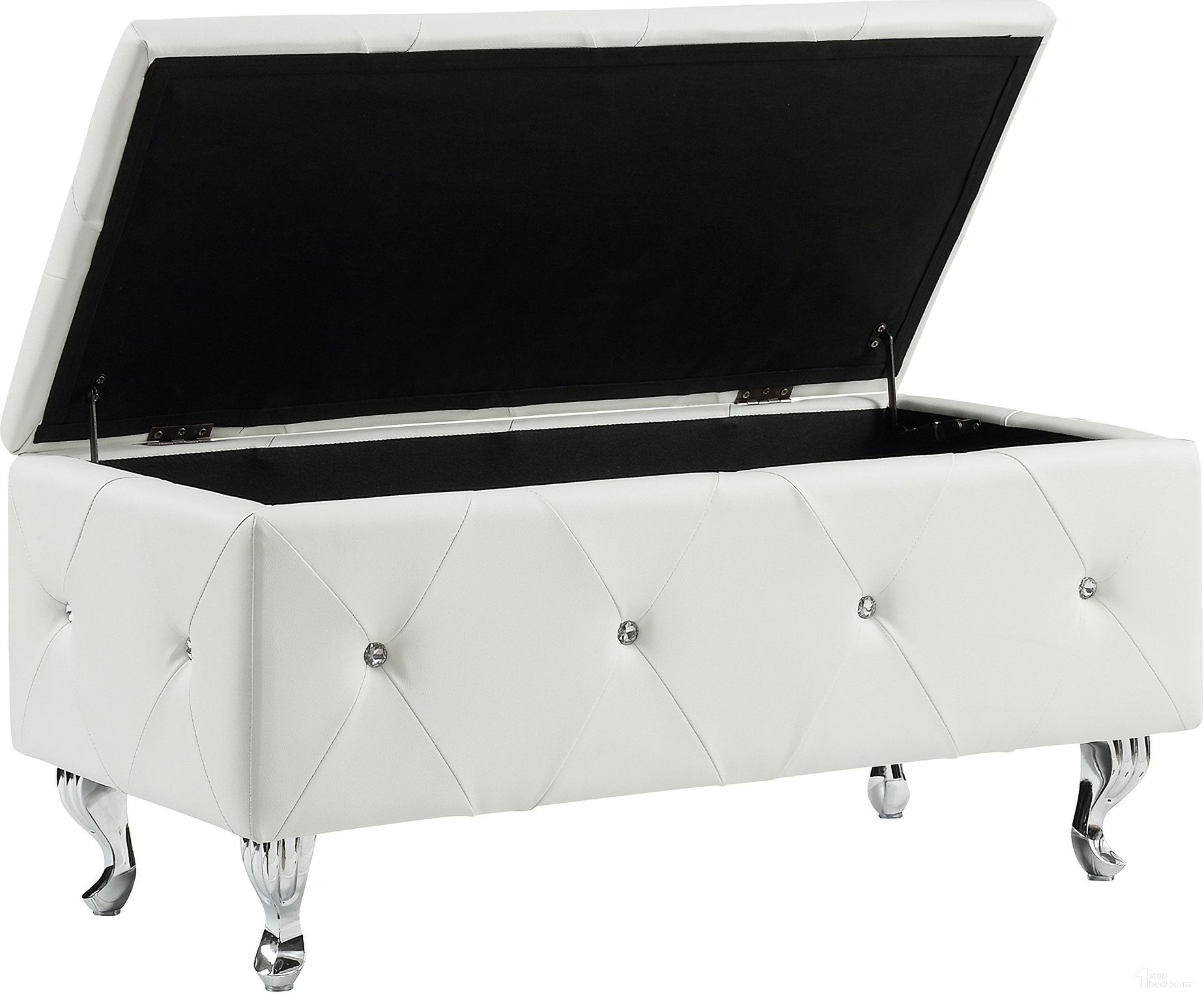 Crystal Tufted Storage Bench In White