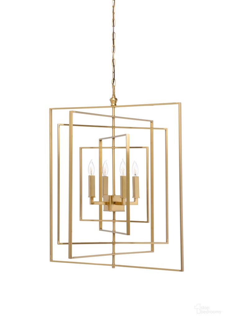 The appearance of Cube Chandelier In Gold designed by Chelsea House in the modern / contemporary interior design. This gold piece of furniture  was selected by 1StopBedrooms from Lisa Kahn Collection to add a touch of cosiness and style into your home. Sku: 68689. Material: Iron.