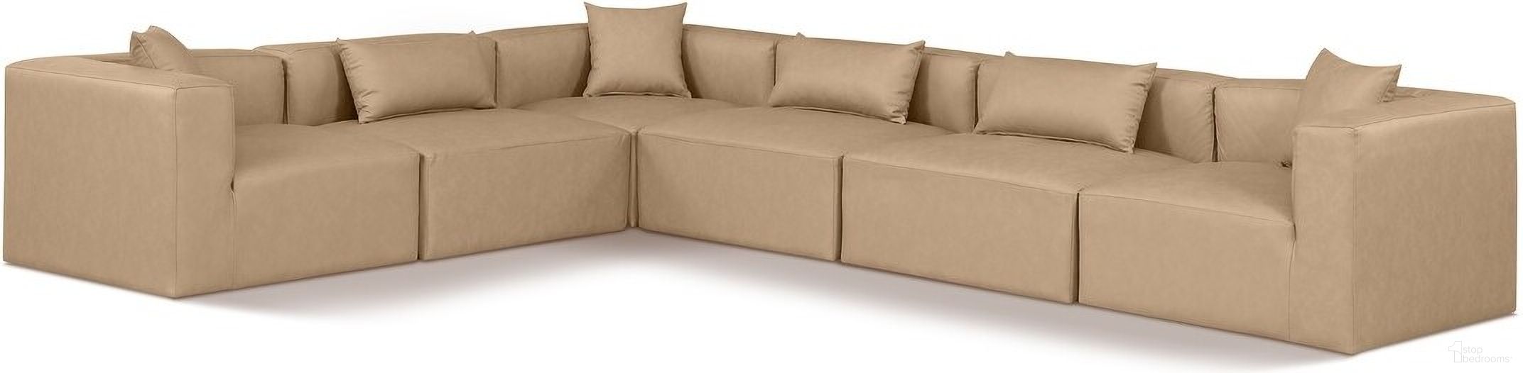 Cube Vegan Leather 6 Piece Modular Sectional In Tan