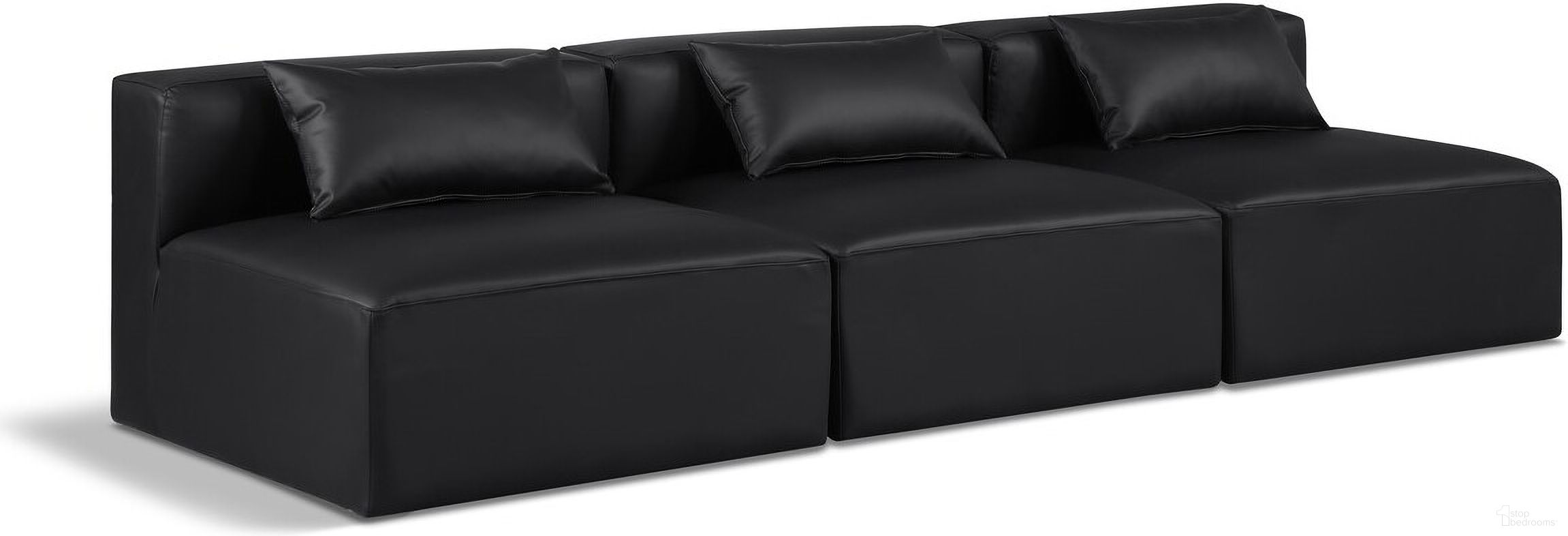 The appearance of Cube Vegan Leather 3 Piece Modular Sofa In Black designed by Meridian in the modern / contemporary interior design. This black piece of furniture was selected by 1StopBedrooms from Cube Collection to add a touch of cosiness and style into your home. Sku: 668Black-Armless;668Black-Armless;668Black-Armless. Material: Wood.