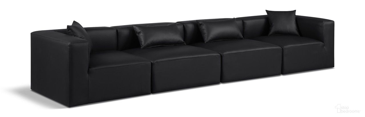 The appearance of Cube Vegan Leather 4 Piece Modular Sofa In Black designed by Meridian in the modern / contemporary interior design. This black piece of furniture was selected by 1StopBedrooms from Cube Collection to add a touch of cosiness and style into your home. Sku: 668Black-Armless;668Black-Armless;668Black-Corner;668Black-Corner. Material: Wood.