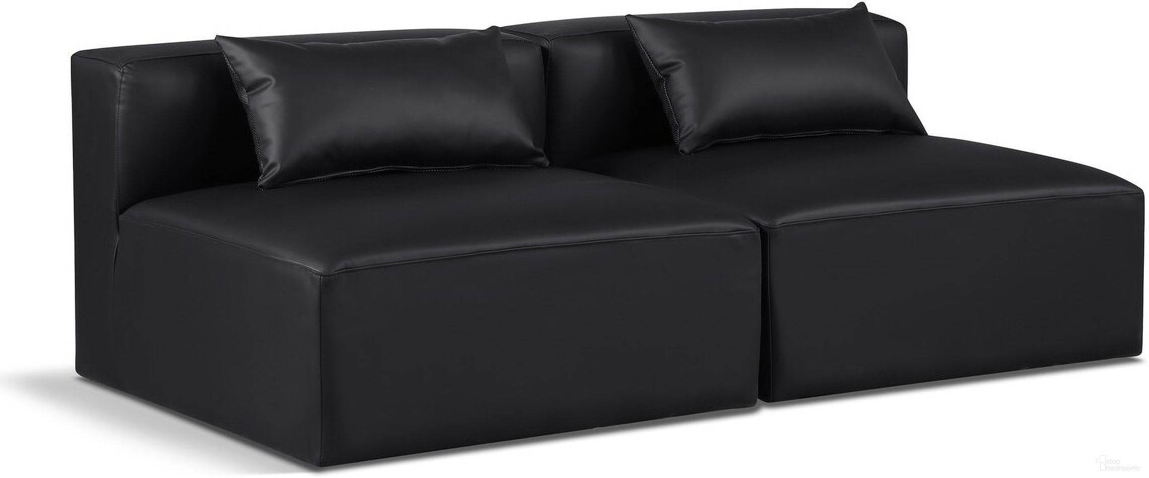 The appearance of Cube Vegan Leather 2 Piece Modular Sofa In Black designed by Meridian in the modern / contemporary interior design. This black piece of furniture was selected by 1StopBedrooms from Cube Collection to add a touch of cosiness and style into your home. Sku: 668Black-Armless;668Black-Armless. Material: Wood.