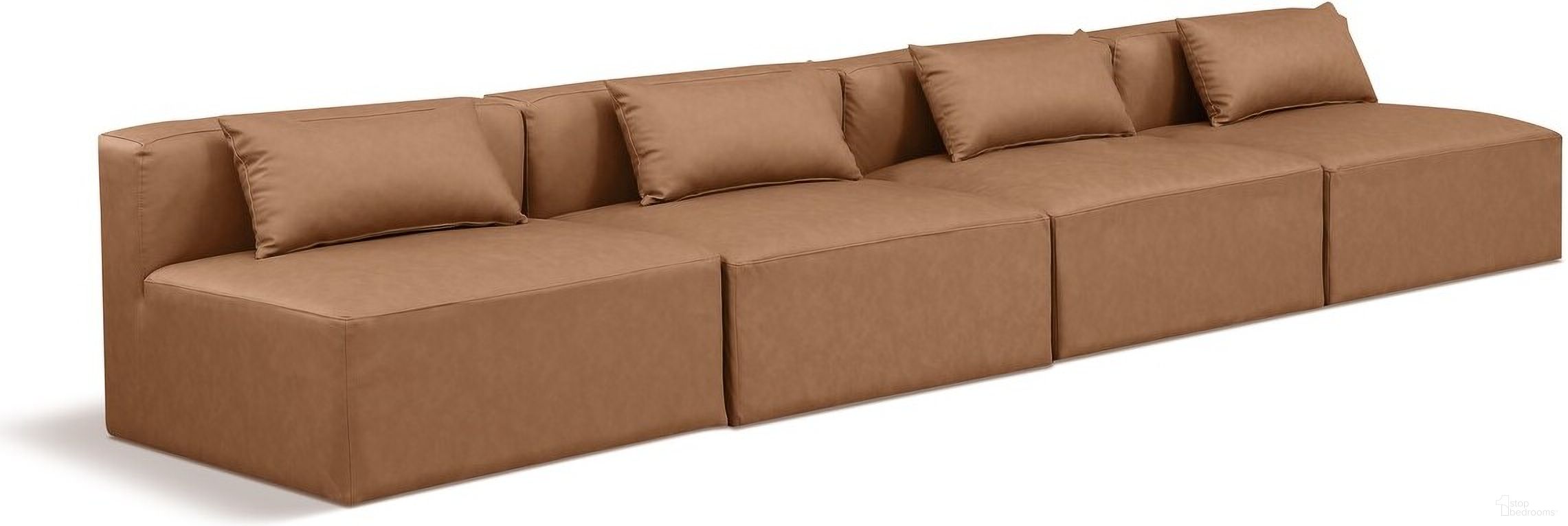 The appearance of Cube Vegan Leather 4 Seater Modular Sofa In Brown designed by Meridian in the modern / contemporary interior design. This brown piece of furniture  was selected by 1StopBedrooms from Cube Collection to add a touch of cosiness and style into your home. Sku: 668Brown-Armless;668Brown-Armless;668Brown-Armless;668Brown-Armless. Material: Wood.