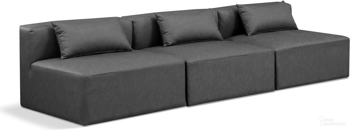 The appearance of Cube Vegan Leather 3 Seater Modular Sofa In Charcoal Grey designed by Meridian in the modern / contemporary interior design. This charcoal grey piece of furniture  was selected by 1StopBedrooms from Cube Collection to add a touch of cosiness and style into your home. Sku: 668Grey-Armless;668Grey-Armless;668Grey-Armless. Material: Wood.