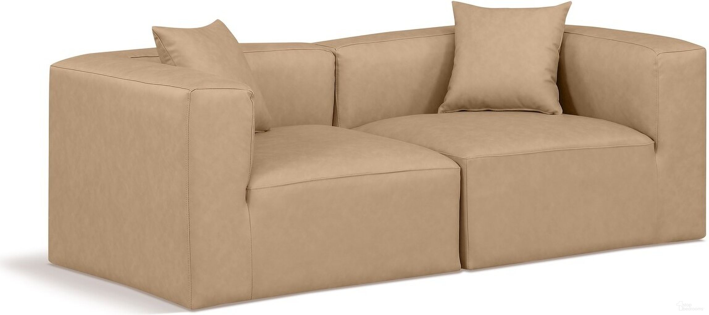 The appearance of Cube Vegan Leather 2 Seater Modular Sofa with Arm Support In Tan designed by Meridian in the modern / contemporary interior design. This tan piece of furniture  was selected by 1StopBedrooms from Cube Collection to add a touch of cosiness and style into your home. Sku: 668Tan-Corner;668Tan-Corner. Material: Wood.