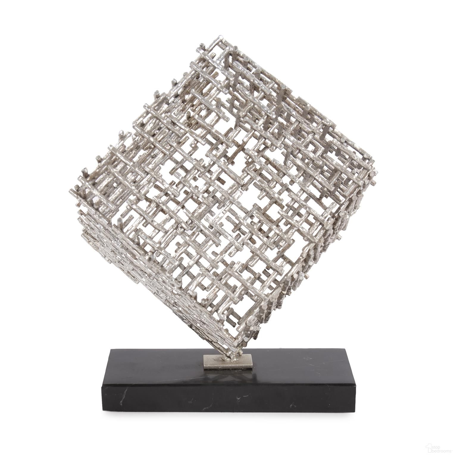 Cubist Sculpture In Chrome and Black