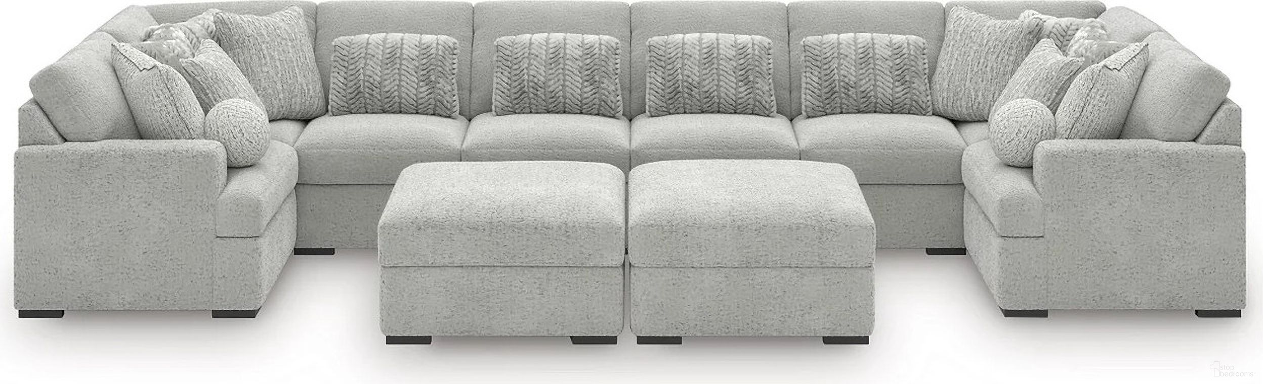 The appearance of Cuddlesome 10-Piece Sectional with Ottoman In Arctic designed by Signature Design by Ashley in the modern / contemporary interior design. This arctic piece of furniture was selected by 1StopBedrooms from Cuddlesome Collection to add a touch of cosiness and style into your home. Sku: NC5910608;NC5910608;NC5910646;NC5910646;NC5910646;NC5910646;NC5910664;NC5910665;NC5910677;NC5910677. Material: Polyester.