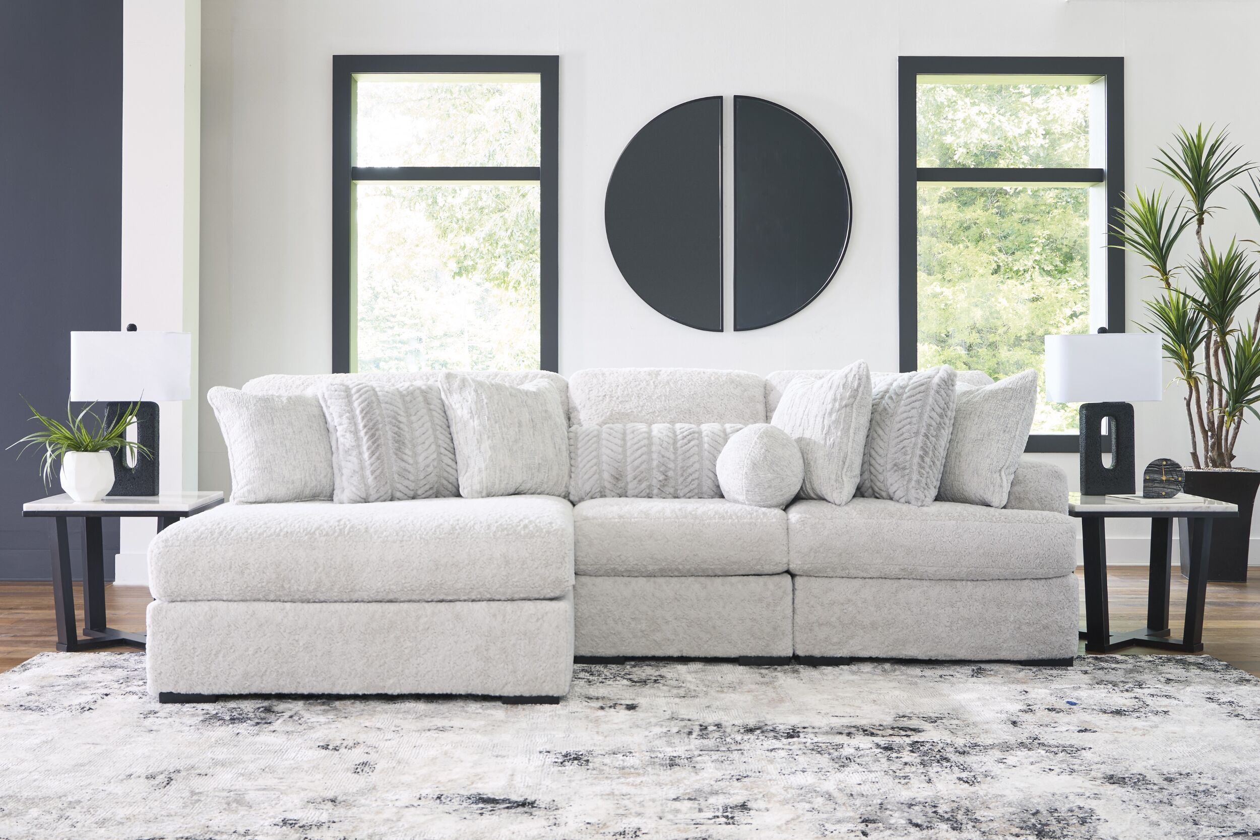 The appearance of Cuddlesome 3-Piece RAF Sectional with Chaise In Arctic designed by Signature Design by Ashley in the modern / contemporary interior design. This arctic piece of furniture was selected by 1StopBedrooms from Cuddlesome Collection to add a touch of cosiness and style into your home. Sku: NC5910615;NC5910646;NC5910665. Material: Polyester. Layout: L-Shape. Orientation: RAF.