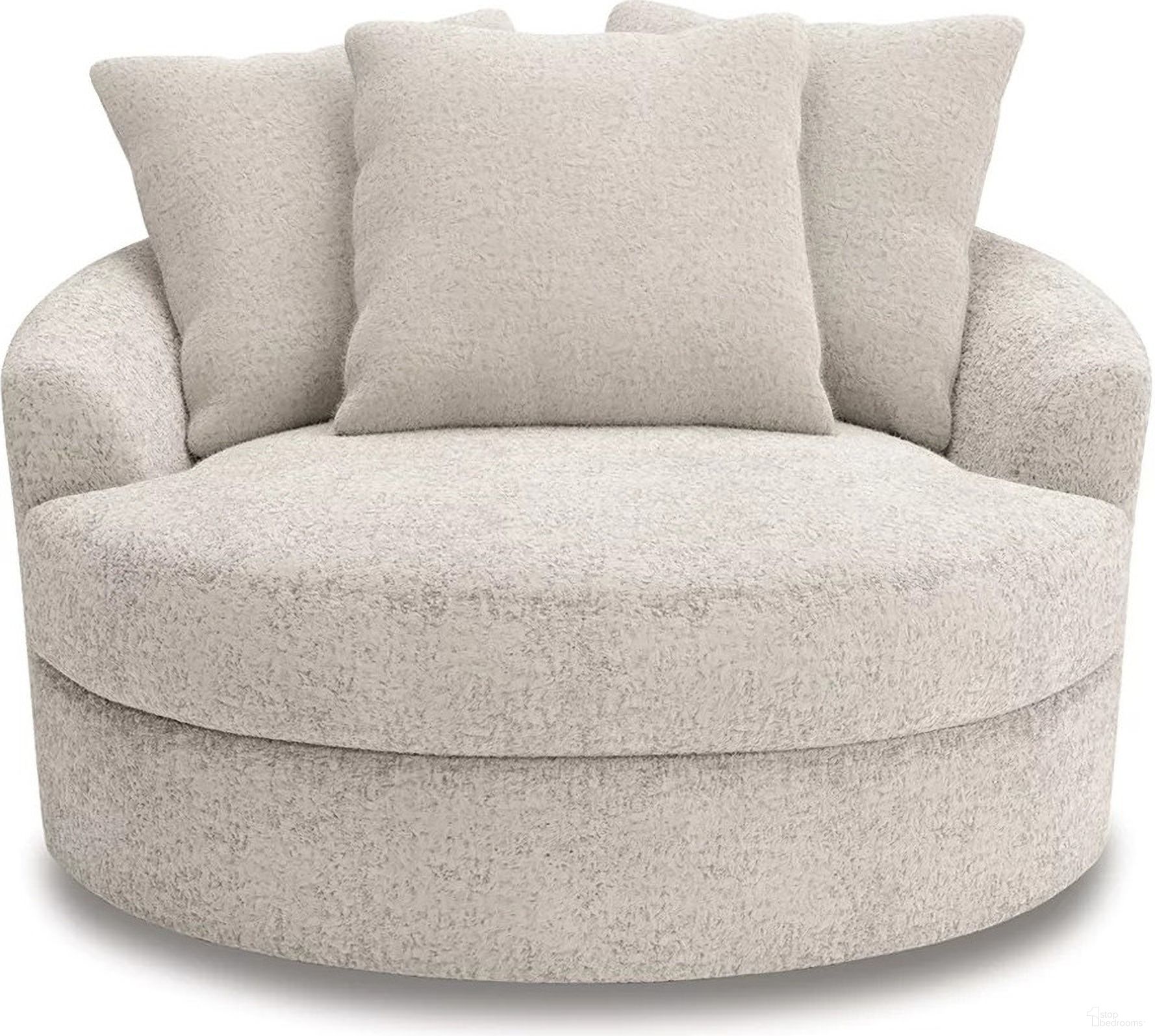The appearance of Cuddlesome Oversized Swivel Accent Chair In Arctic designed by Signature Design by Ashley in the modern / contemporary interior design. This arctic piece of furniture was selected by 1StopBedrooms from Cuddlesome Collection to add a touch of cosiness and style into your home. Sku: NC5910621. Material: Polyester.
