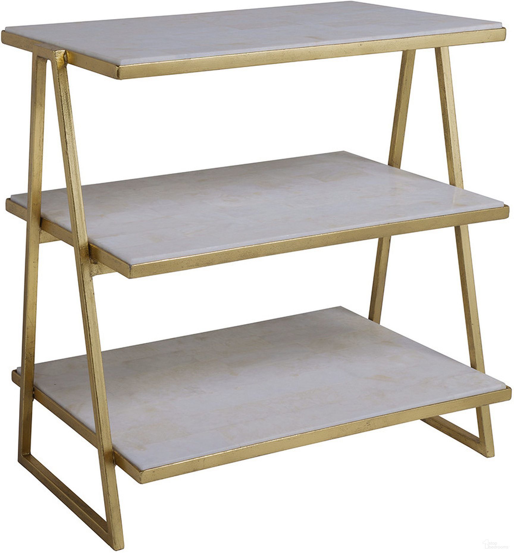 The appearance of Signature Designs Cumulus Triangular Tier Table In Gold designed by Artistica Home in the industrial interior design. This gold piece of furniture was selected by 1StopBedrooms from Signature Designs Collection to add a touch of cosiness and style into your home. Sku: 2024-958. Material: Metal.