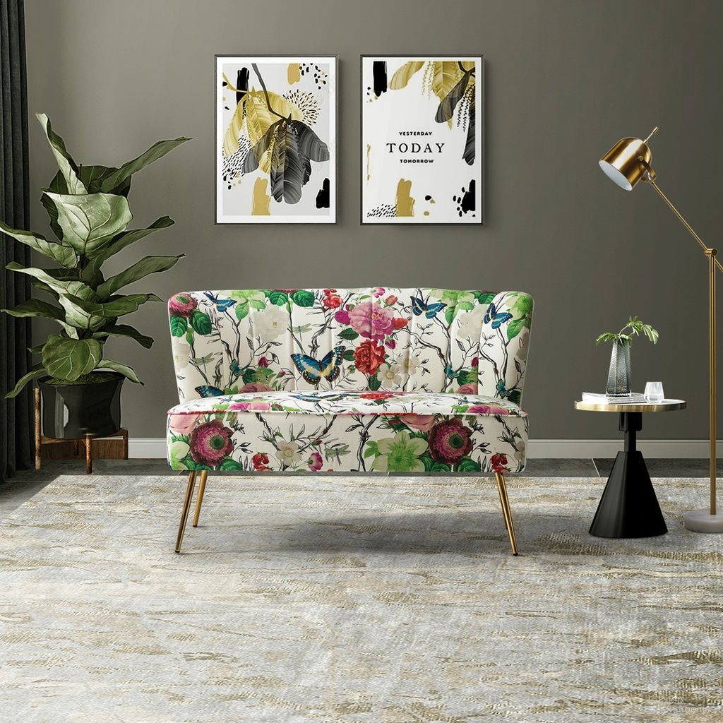 The appearance of Cuneo Loveseat In Ivory designed by Karat Home in the modern / contemporary interior design. This ivory piece of furniture was selected by 1StopBedrooms from Cuneo Collection to add a touch of cosiness and style into your home. Sku: SFM0401-IVORY. Material: Print Velvet Fabric.