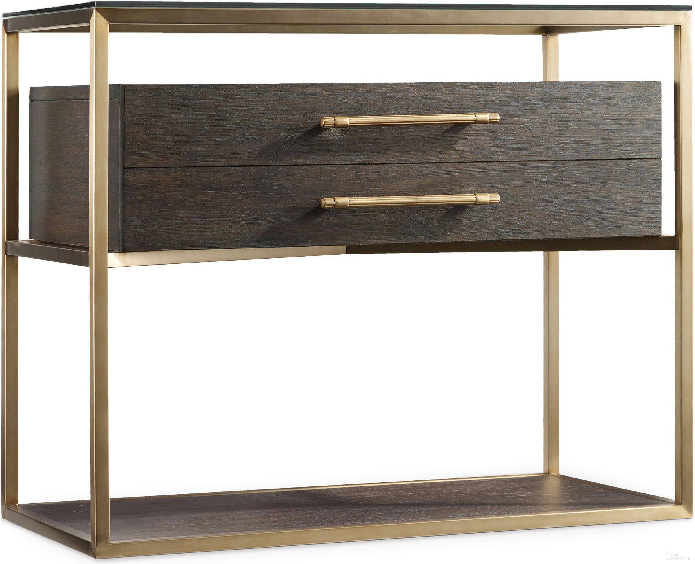 The appearance of Curata Dark Wood 1 Drawer Nightstand designed by Hooker in the modern / contemporary interior design. This dark wood piece of furniture  was selected by 1StopBedrooms from Curata Collection to add a touch of cosiness and style into your home. Sku: 1600-90016-DKW. Material: Oak Veneer.