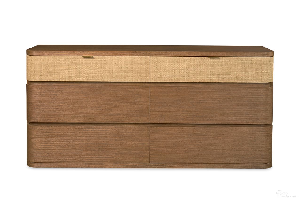 The appearance of Curate Cruz Dresser In Brown designed by Century Furniture in the transitional interior design. This brown piece of furniture  was selected by 1StopBedrooms from Curate Collection to add a touch of cosiness and style into your home. Sku: CT6062. Material: Raffia.