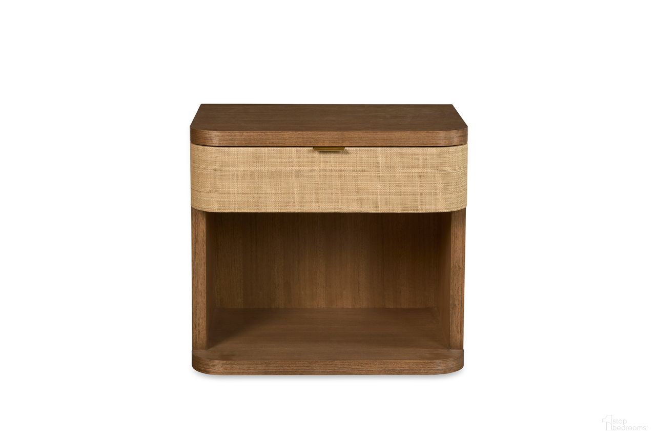 The appearance of Curate Cruz Single Drawer Nightstand In Brown designed by Century Furniture in the transitional interior design. This brown piece of furniture was selected by 1StopBedrooms from Curate Collection to add a touch of cosiness and style into your home. Sku: CT6061. Material: Raffia.
