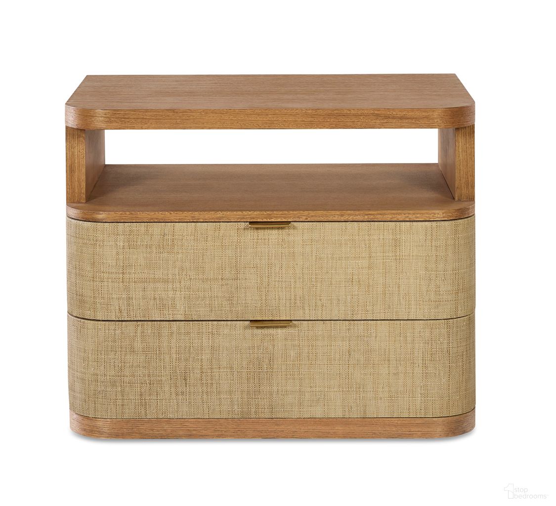 The appearance of Curate Cruz Two Drawer Large Nightstand In Brown designed by Century Furniture in the transitional interior design. This brown piece of furniture was selected by 1StopBedrooms from Curate Collection to add a touch of cosiness and style into your home. Sku: CT6067. Material: Raffia.