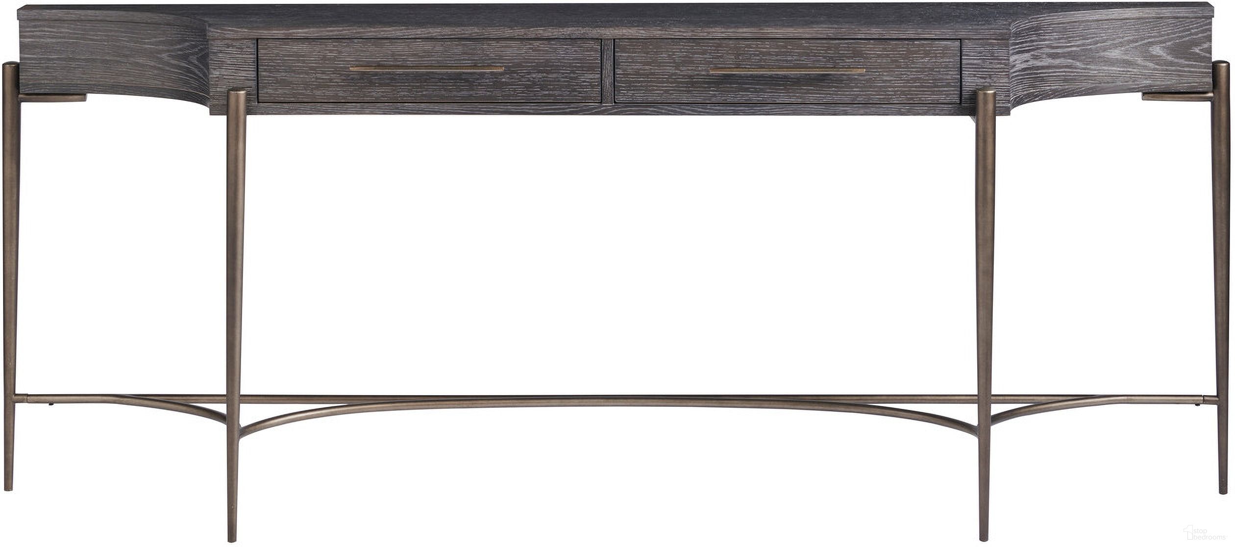 The appearance of Curated Oslo Onyx Console Table designed by Universal in the transitional interior design. This brown and gray piece of furniture was selected by 1StopBedrooms from Curated Collection to add a touch of cosiness and style into your home. Sku: 915A803. Material: Nylon.