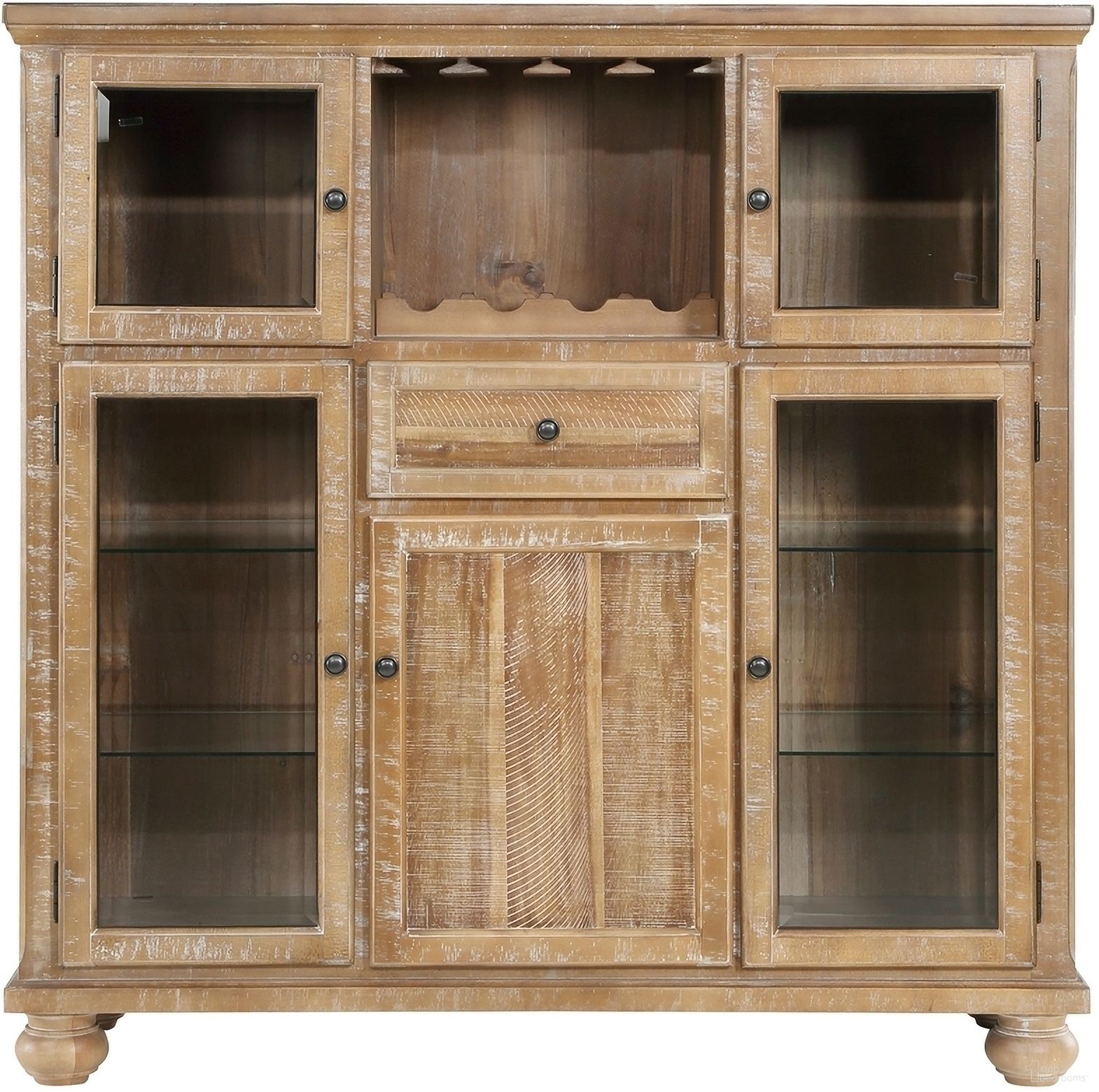 The appearance of Weatherford Curio In Brown and Natural designed by Homelegance in the country / farmhouse interior design. This brown and natural piece of furniture  was selected by 1StopBedrooms from Weatherford Collection to add a touch of cosiness and style into your home. Sku: 5904NF-50. Material: Wood.