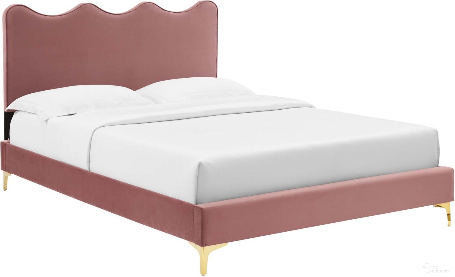 Current Performance Velvet Queen Platform Bed In Dusty Rose MOD-6733-DUS