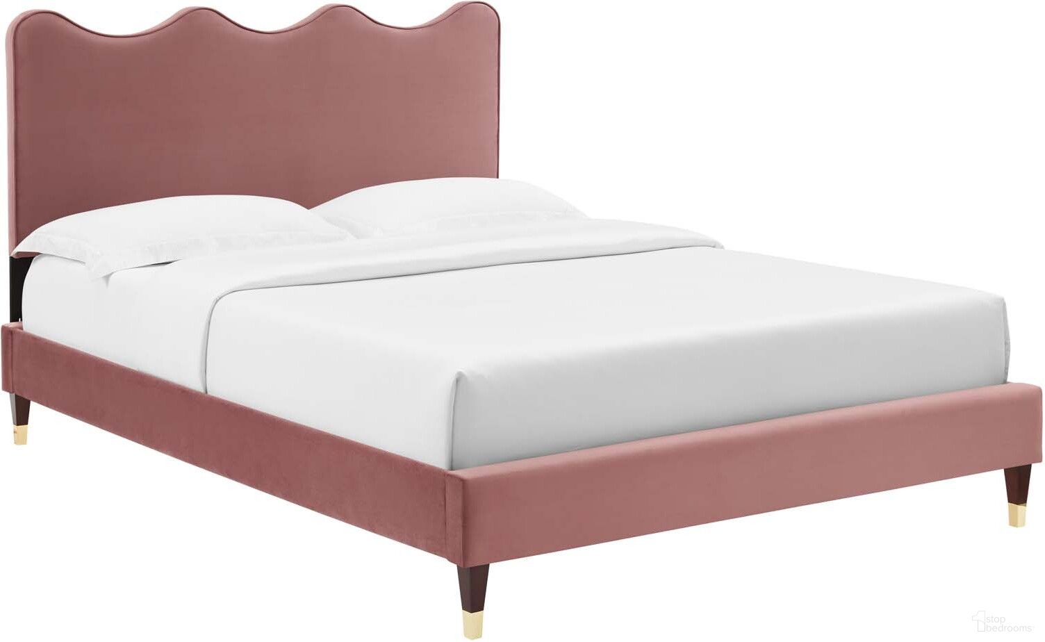 Current Performance Velvet Queen Platform Bed In Dusty Rose MOD-6734-DUS