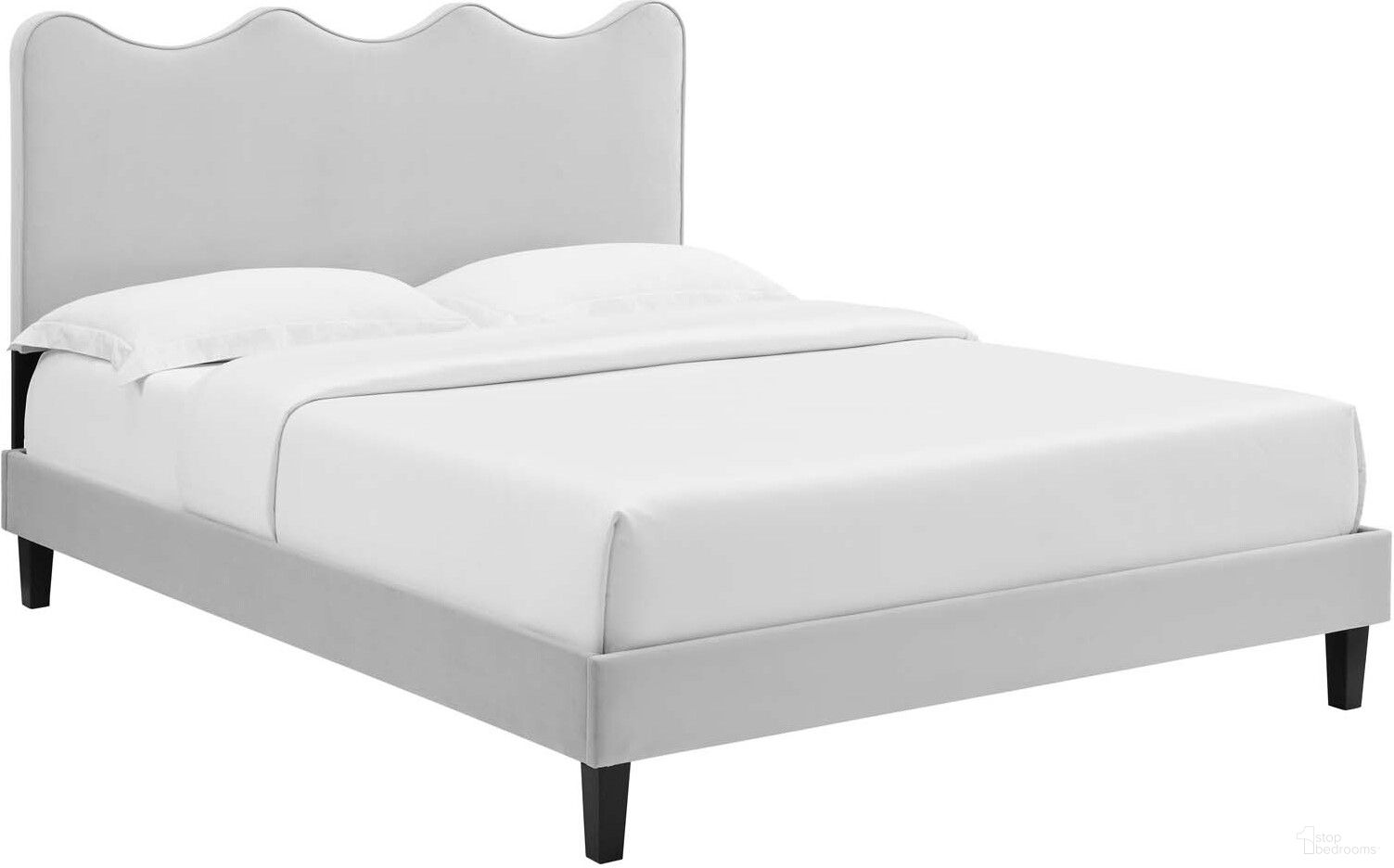Current Performance Velvet Queen Platform Bed In Light Gray MOD-6735-LGR