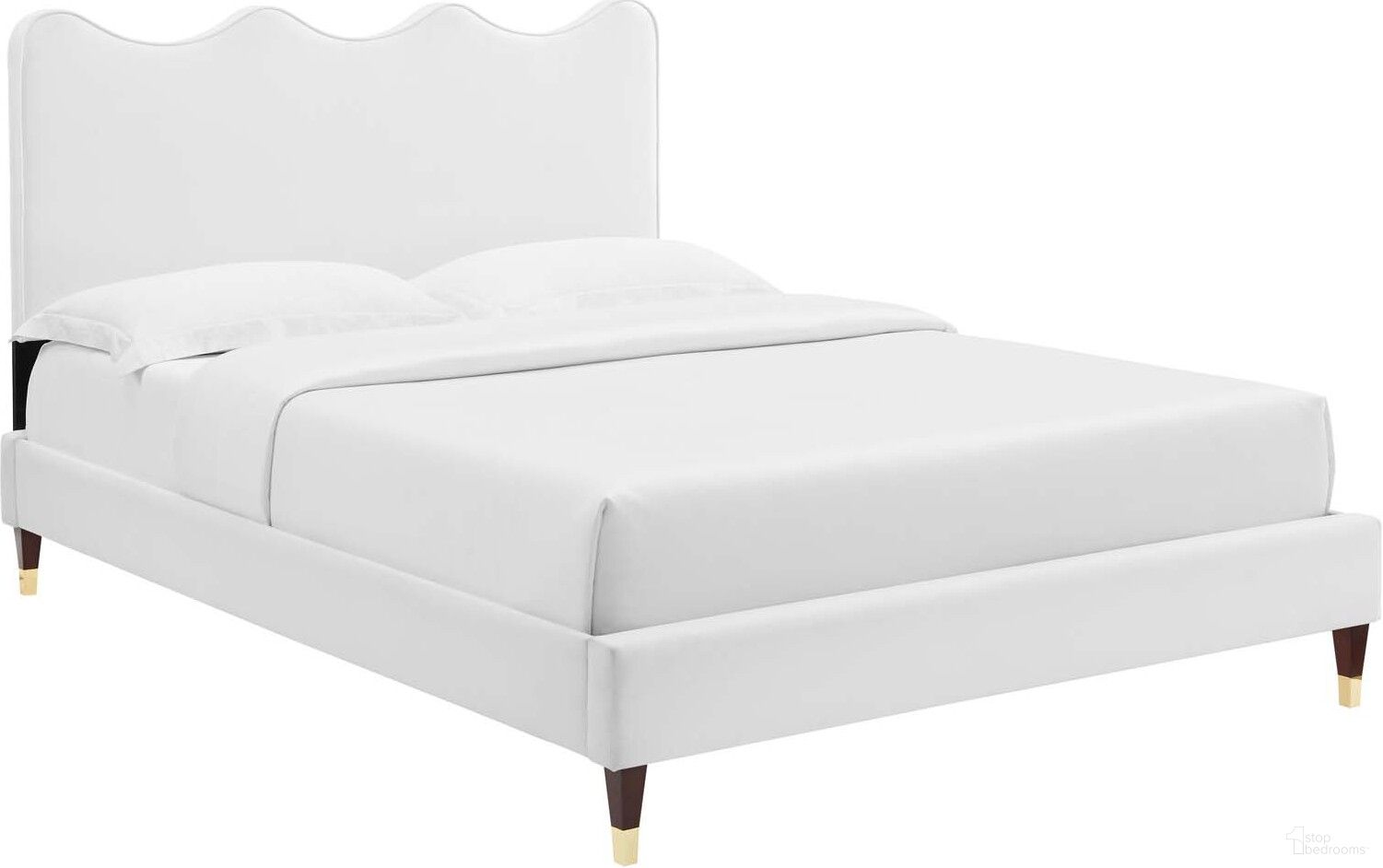 The appearance of Current Performance Velvet Queen Platform Bed In White MOD-6734-WHI designed by Modway in the modern / contemporary interior design. This white piece of furniture was selected by 1StopBedrooms from Current Collection to add a touch of cosiness and style into your home. Sku: MOD-6270-WHI;MOD-6520-WHI. Bed Type: Platform Bed. Bed Size: Queen. Material: MDF.
