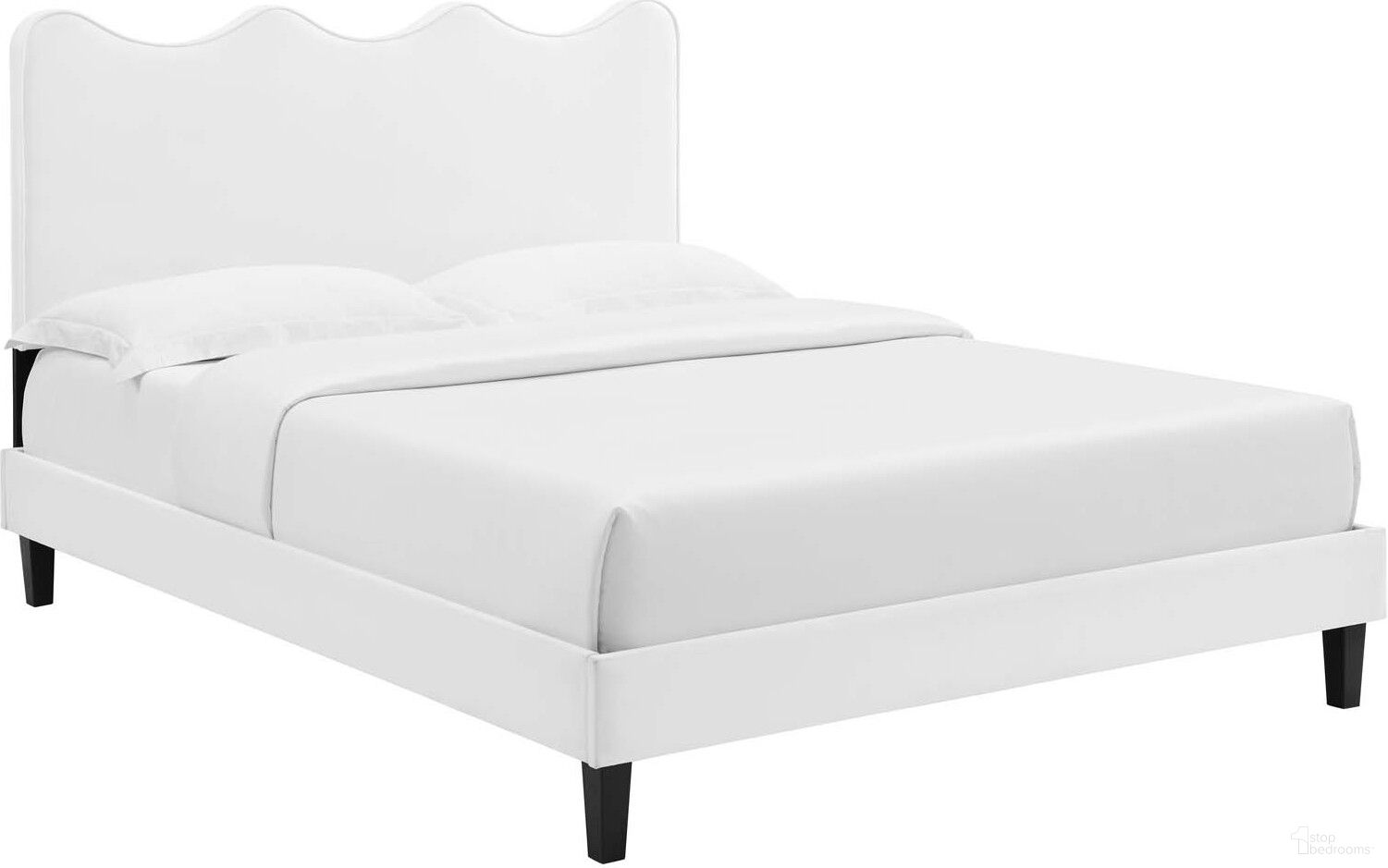 Current Performance Velvet Queen Platform Bed In White MOD-6735-WHI
