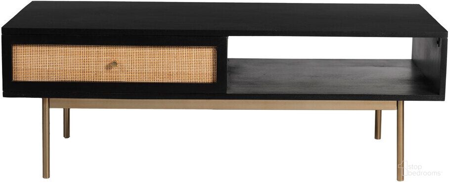 The appearance of Curtis Solid Wood with Natural Woven Cane Coffee Table In Black designed by Aeon in the modern / contemporary interior design. This black and natural piece of furniture was selected by 1StopBedrooms from Curtis Collection to add a touch of cosiness and style into your home. Sku: AESP-11090-Black. Material: Wood.