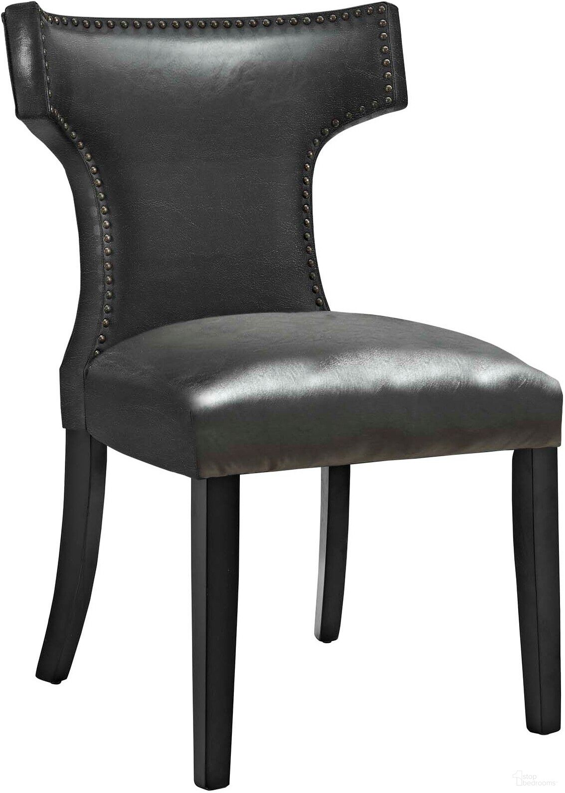 The appearance of Curve Black Vinyl Dining Chair In Black designed by Modway in the modern / contemporary interior design. This black piece of furniture was selected by 1StopBedrooms from Curve Collection to add a touch of cosiness and style into your home. Sku: EEI-3922-BLK. Material: Wood. Chair Type: Side Chair.